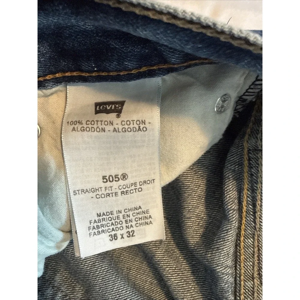 Levi's 505 Regular Fit Straight Leg Jeans Men's 36x32 Blue Denim Medium Wash Y2K